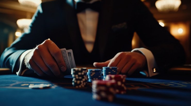 Antarmuka meja live American Roulette dengan dealer dan opsi taruhan